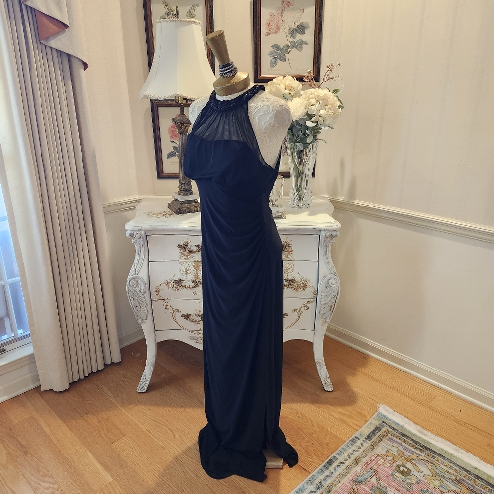 Ralph Lauren Vintage Opera Gala Black Beaded Evening Gown 12